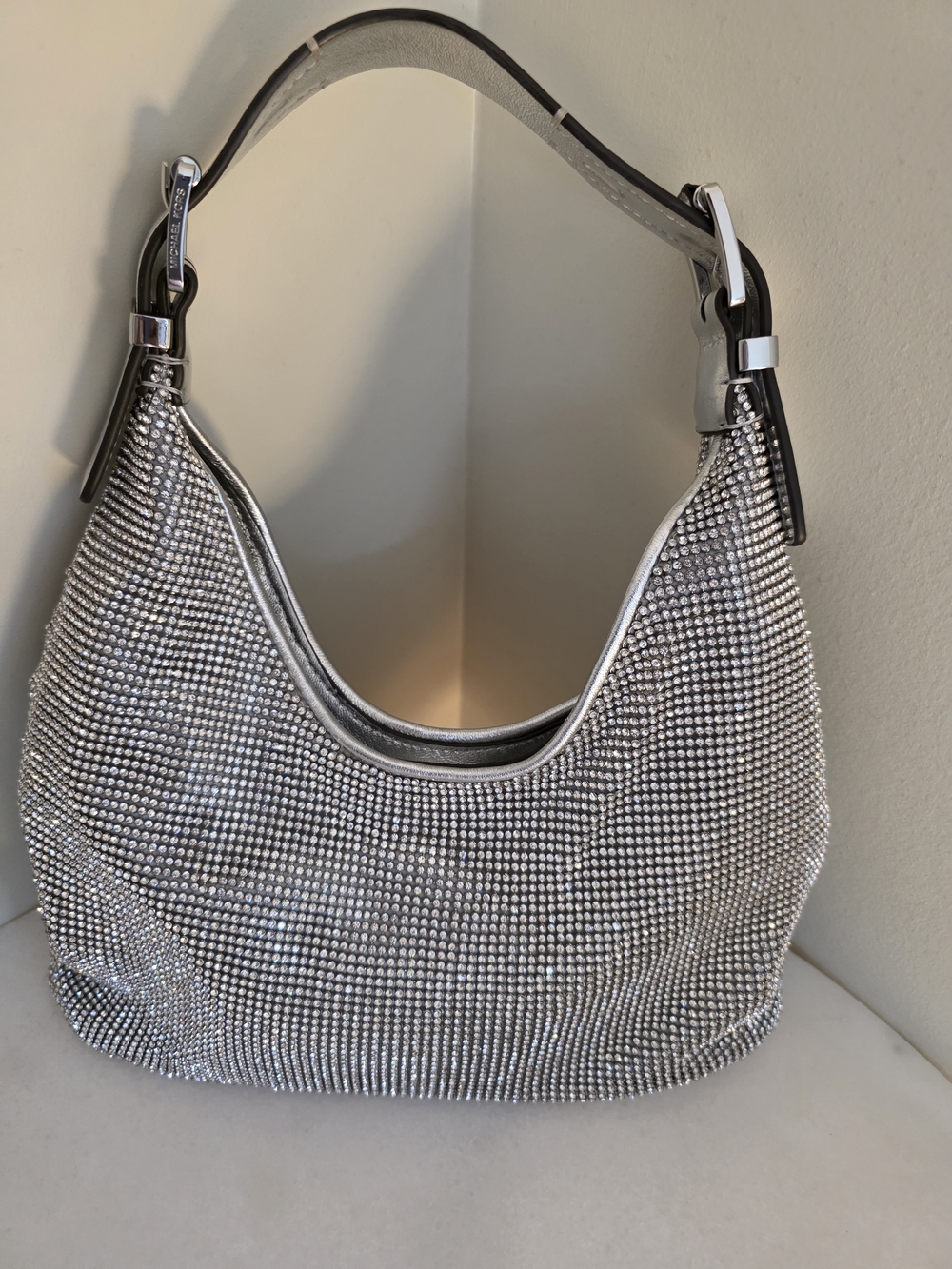 Michael Kors Limited Edition Nolita Rhinestone Hobo Bag Silver
